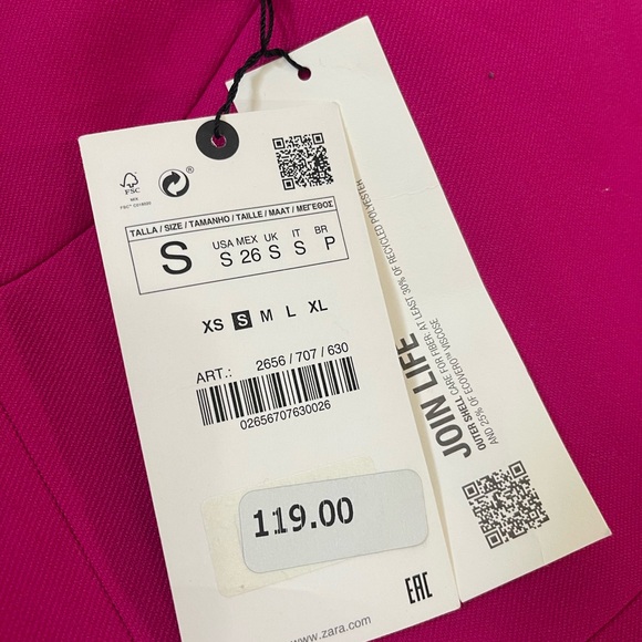 ZARA Strapless A-Line Midi Dress with Bustier Fuchsia Pink Size S with Pockets - Picture 4 of 6